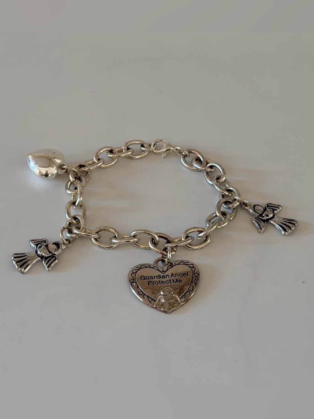 Chunky Guardian Angel Dangle Charm Bracelet, 8" - Picture 7 of 14